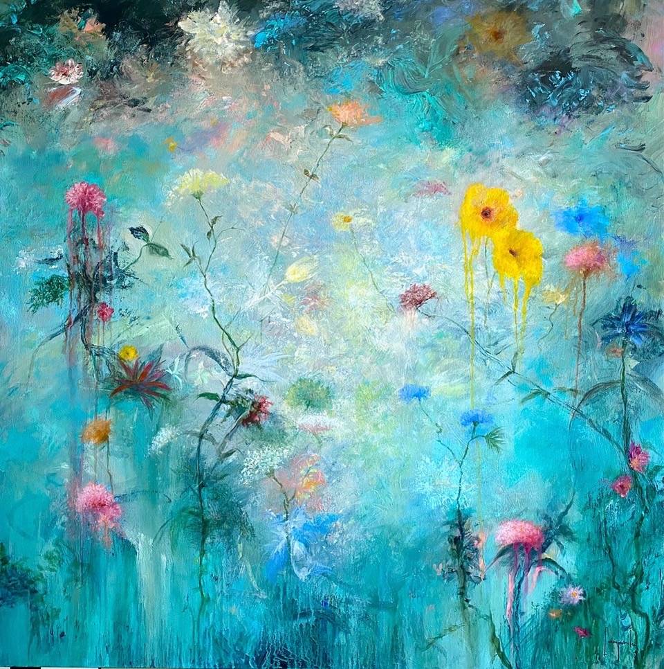 The Bloom Year: 2021 Size: 48" x 48" Acrylic on Canvas dario campanile